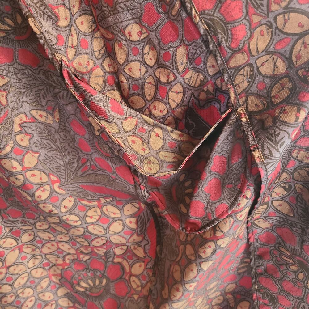 Jac & Jack Lettie Silk Floral Kimono Robe Burgundy Boho Gothic 14 Dark Academia - Picture 8 of 8
